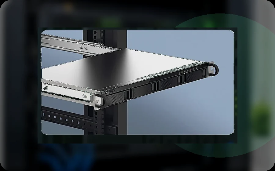 NAS QNAP rackable installé en baie informatique